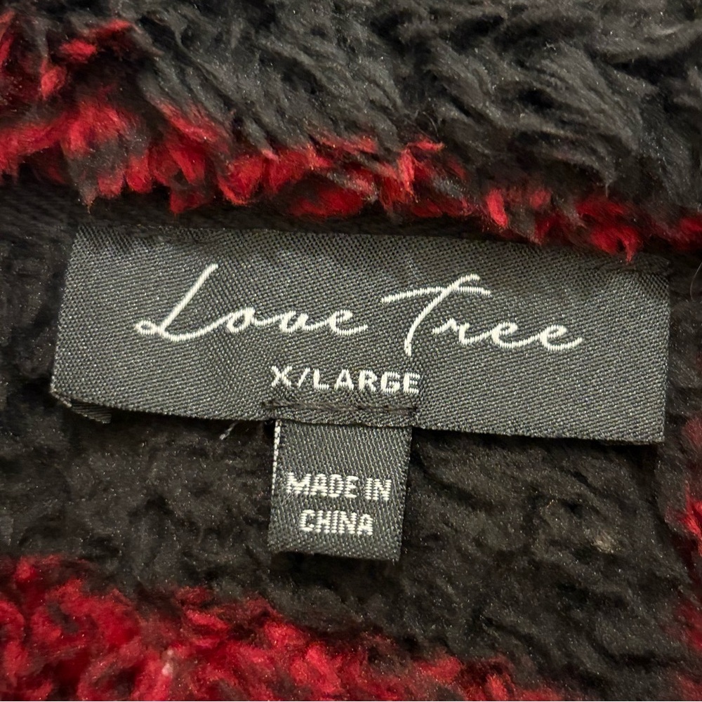 [Love Tree] Buffalo Plaid Sherpa Red/Black 1/4 Zip Pullover Sweater Women’s XL - Picture 10 of 10